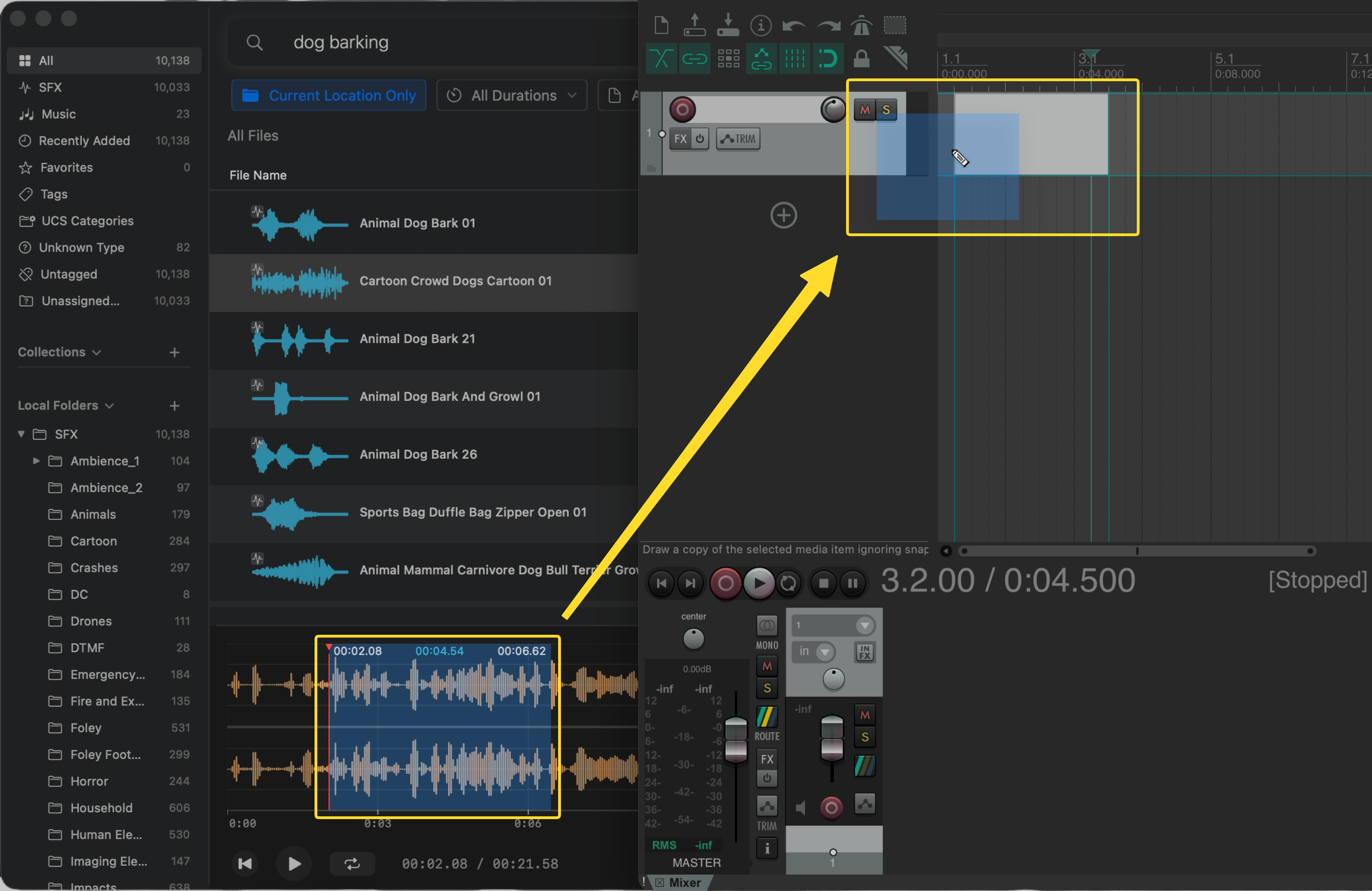 Drag Snippet to DAW